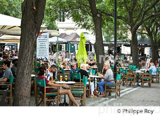 TERRASSE DE CAFE, PLACE  JEAN JAURES,  MONTPELLIER COEUR DE VILLE , HERAULT, LANGUEDOC. (34F01335.jpg)