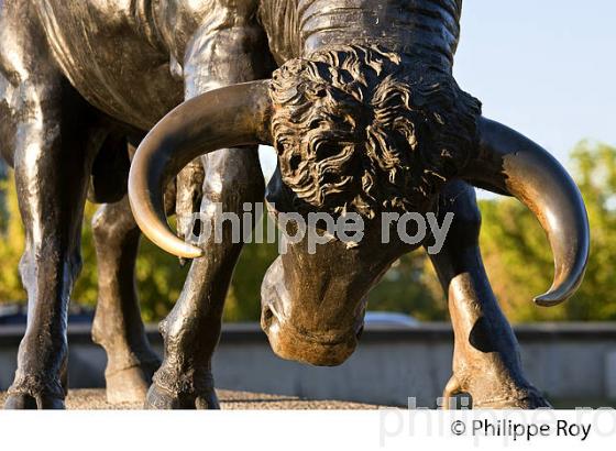 LA STATUE DU TAUREAU, CHRISTIAN MAAS, VILLE DE DAX, LANDES. (40F05126.jpg)