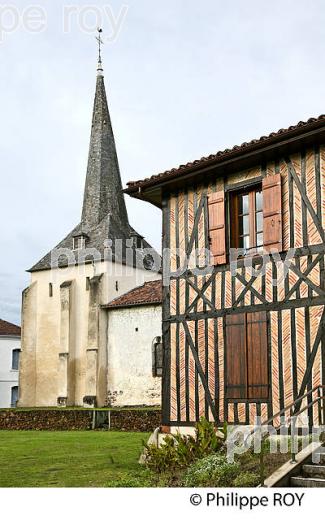 MAISON A COLOMBAGE, VILLAGE LANDAIS DE LEVIGNACQ, PAYS DE BORN, LANDES. (40F06224.jpg)