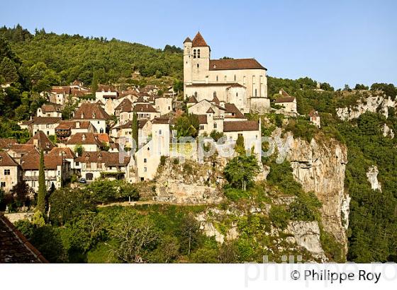 VILLAGE PERCHE ET  FORTIFIE DE SAINT-CIRQ-LAPOPIE, VALLEE DU LOT, QUERCY. (46F01227.jpg)