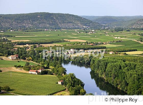 MEANDRE DU LOT ET POLYCULTURE, VALLEE DU LOT, COMMUNE DE BELAYE, QUERCY, LOT. (46F02831.jpg)