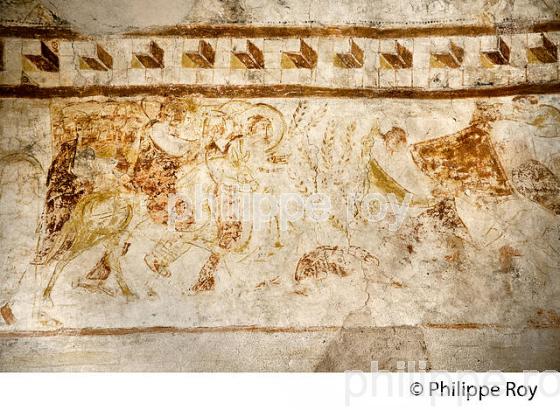 FRESQUE DE LA CHAPELLE ROMANE SAINT PIERRE DE ROUILLAC, COMMUNE DE MONTCUQ,  QUERCY BLANC, LOT. (46F03122.jpg)