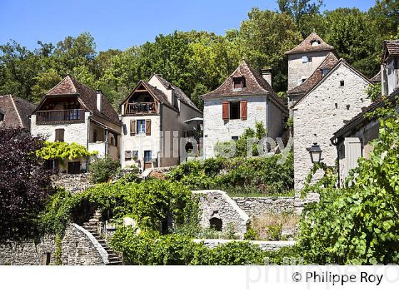 VILLAGE DE MONTVALENT,  VALLEE DE LA DORDOGNE LOTOISE, QUERCY, LOT. (46F04205.jpg)