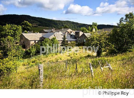 VILLAGE DE CABRILLAC ET PAYSAGE DU MASSIF DE L'  AIGOUAL ,  CEVENNES , LOZERE. (48F00114.jpg)