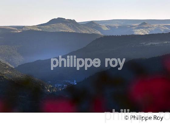 VALLEE DU TARNON ET CAUSSE MEJAN, DEPUIS LE VILLAGE  DE SAINT LAURENT DE TREVES, CORNICHE DES CEVENNES ,  LOZERE. (48F00422.jpg)