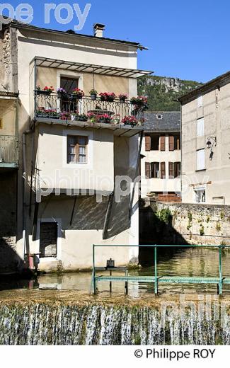 CHUTE D' EAU DU VIBRON , VILLE MEDIEVALE DE FLORAC,  CORNICHE DES CEVENNES ,  CONFLUENCE DES VALLEES  DU TARN  ET TARNON  LOZERE. (48F00502.jpg)