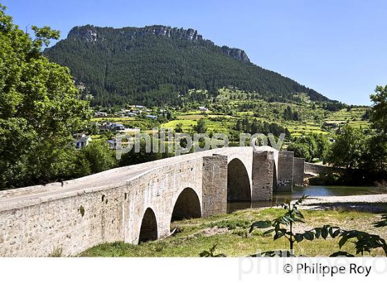 PONT SUR  LE TARN , VILLAGE DE QUEZAC  ,  GORGES  DU TARN ,  GEVAUDAN, LOZERE. (48F00531.jpg)