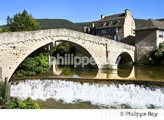 PONT NOTRE DAME, LE LOT ET MAISONS DE LA  VIEILLE VILLE DE   MENDE, GEVAUDAN, LOZERE. (48F01232.jpg)