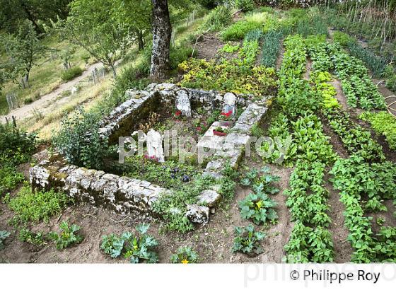 TOMBE PROTESTANTE, FERME DU MERLET, PONT DE MONTVERT, CEVENNES, LOZERE. (48F01817.jpg)