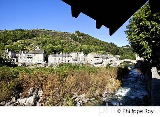 LE TARN  ET VILLAGE DE  PONT DE MONTVERT, VALLEE DU TARN, MONT LOZERE, CEVENNES, LOZERE. (48F02312.jpg)