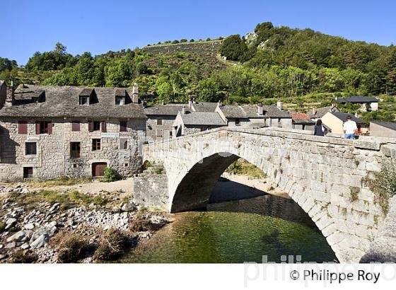 LE TARN  ET VILLAGE DE  PONT DE MONTVERT, VALLEE DU TARN, MONT LOZERE, CEVENNES, LOZERE. (48F02325.jpg)