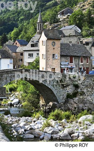 LE TARN  ET VILLAGE DE  PONT DE MONTVERT, VALLEE DU TARN, MONT LOZERE, CEVENNES, LOZERE. (48F02329.jpg)