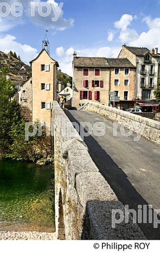 LE TARN  ET VILLAGE DE  PONT DE MONTVERT, VALLEE DU TARN, MONT LOZERE, CEVENNES, LOZERE. (48F02332.jpg)