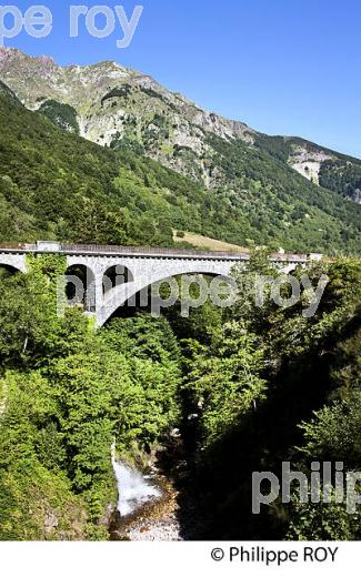 LIGNE CHEMIN DE FER DESAFECTEE , PAU  CANFRANC, COMMUNE DE URDOS, VALLEE D' ASPE, BEARN, PYRENEES ATLANTIQUES. (64F04803.jpg)