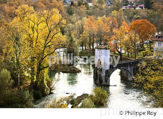 LE PONT DE LA LEGENDE,  VILLAGE FORTIFIE DE DE SAUVETERRE DE BEARN  ET GAVE D' OLORON, BEARN, PYRENEES ATLANTIQUES. (64F05214.jpg)