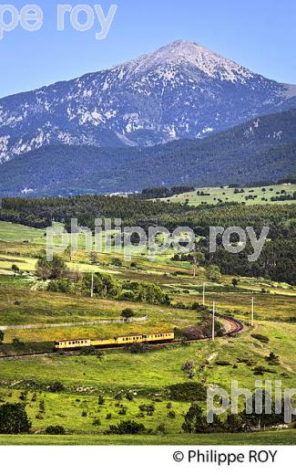 LE TRAIN JAUNE,   CERDAGNE, ROUSSILLON, CATALOGNE, PYRENEES ORIENTALES. (66F01923.jpg)