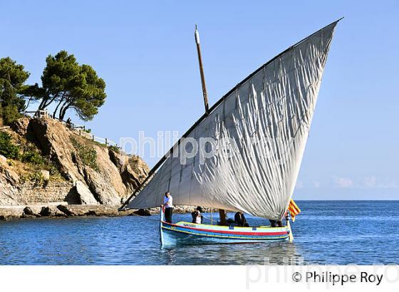 BARQUE CATALANE, FETE DES VENDANGES, VILLE DE  BANYULS-SUR-MER,  COTE VERMEILLE, ROUSSILLON, CATALOGNE. (66F02223.jpg)