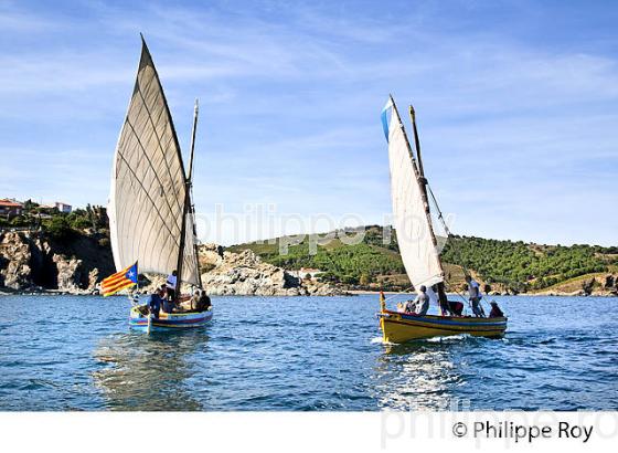 BARQUE CATALANE, FETE DES VENDANGES, VILLE DE  BANYULS-SUR-MER,  COTE VERMEILLE, ROUSSILLON, CATALOGNE. (66F02228.jpg)