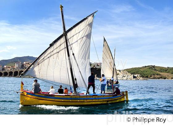 BARQUE CATALANE, FETE DES VENDANGES, VILLE DE  BANYULS-SUR-MER,  COTE VERMEILLE, ROUSSILLON, CATALOGNE. (66F02229.jpg)