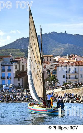 BARQUE CATALANE, FETE DES VENDANGES, VILLE DE  BANYULS-SUR-MER,  COTE VERMEILLE, ROUSSILLON, CATALOGNE. (66F02307.jpg)