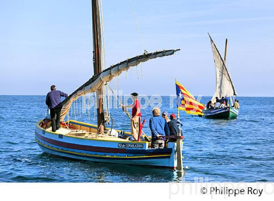 BARQUE CATALANE, FETE DES VENDANGES, VILLE DE  BANYULS-SUR-MER,  COTE VERMEILLE, ROUSSILLON, CATALOGNE. (66F02310.jpg)