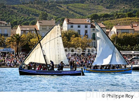 BARQUE CATALANE, FETE DES VENDANGES, VILLE DE  BANYULS-SUR-MER,  COTE VERMEILLE, ROUSSILLON, CATALOGNE. (66F02312.jpg)