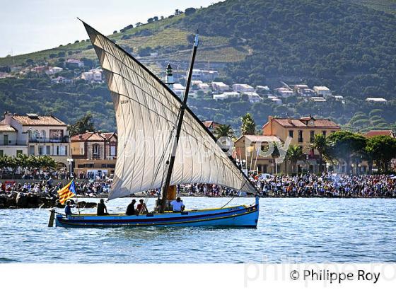 BARQUE CATALANE, FETE DES VENDANGES, VILLE DE  BANYULS-SUR-MER,  COTE VERMEILLE, ROUSSILLON, CATALOGNE. (66F02315.jpg)