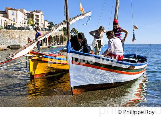 BARQUE CATALANE, FETE DES VENDANGES, VILLE DE  BANYULS-SUR-MER,  COTE VERMEILLE, ROUSSILLON, CATALOGNE. (66F02321.jpg)