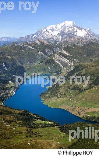 LAC DE BARRAGE DE ROSELEND ET MONT BLANC, SAVOIE, FRANCE (73F01727.jpg)