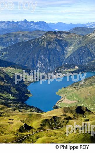 LAC DE BARRAGE DE ROSELEND ET MONT BLANC, SAVOIE, FRANCE (73F01729.jpg)