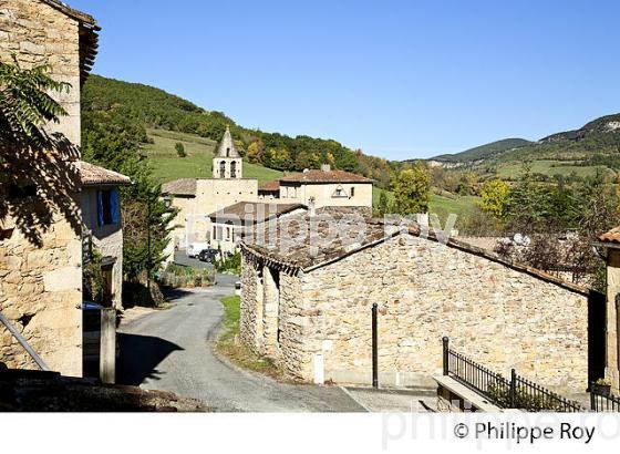 VILLAGE FORTIFIE DE PUYCELSI, VALLEE DE LA VERE, TARN. (81F02620.jpg)