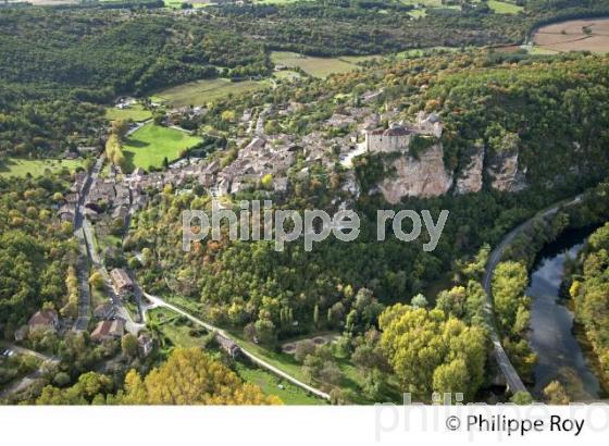 VILLAGE FORTIFIE DE BRUNIQUEL, VALLEE DE L' AVEYRON, TARN-ET-GARONNE. (82F01128.jpg)