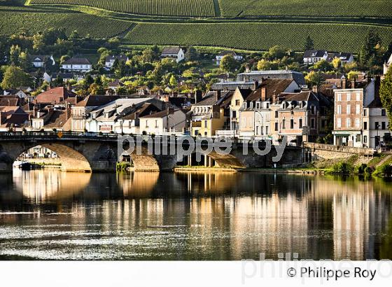 PONT SUR L' YONNE, ET LA VILLE DE JOIGNY, VALLEE DE L' YONNE,  BOURGOGNE. (89F00721.jpg)