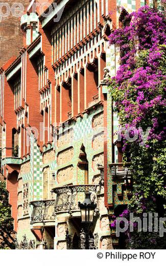 CASA VICENS,  ARCHITECTE GAUDI, STYLE MODERNISTE, BARCELONE, CATALOGNE, ESPAGNE. (ES001104.jpg)