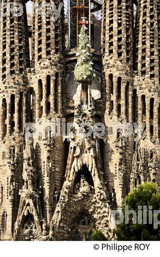 EGLISE DE LA SAGRADA  FAMILIA,  ARCHITECTE GAUDI, STYLE MODERNISTE, BARCELONE, CATALOGNE, ESPAGNE. (ES001238.jpg)