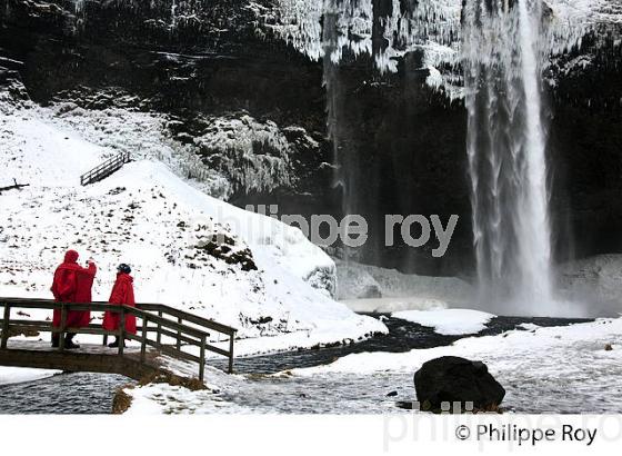 CASCADE  DE SELJALANDSFOSS EN HIVER, MASSIF DE EYJAFJOLL, SUDURLAND, ISLANDE (IS001034.jpg)